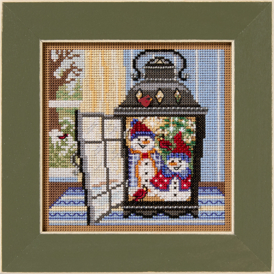 Mill Hill Snowman Lantern Kit #MH14-2536 from the Buttons & Beads Winter Series 5.25" x 5.25"/13.3 cm x 13.3 cm Beaded Cross Stitch